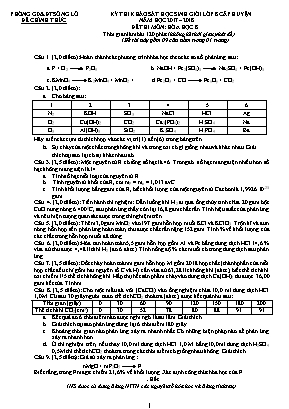 Đề thi khảo sát học sinh giỏi cấp huyện môn Hóa học Lớp 8 - Năm học 2017-2018 - Phòng giáo dục và đào tạo Sông Lô (Có đáp án)